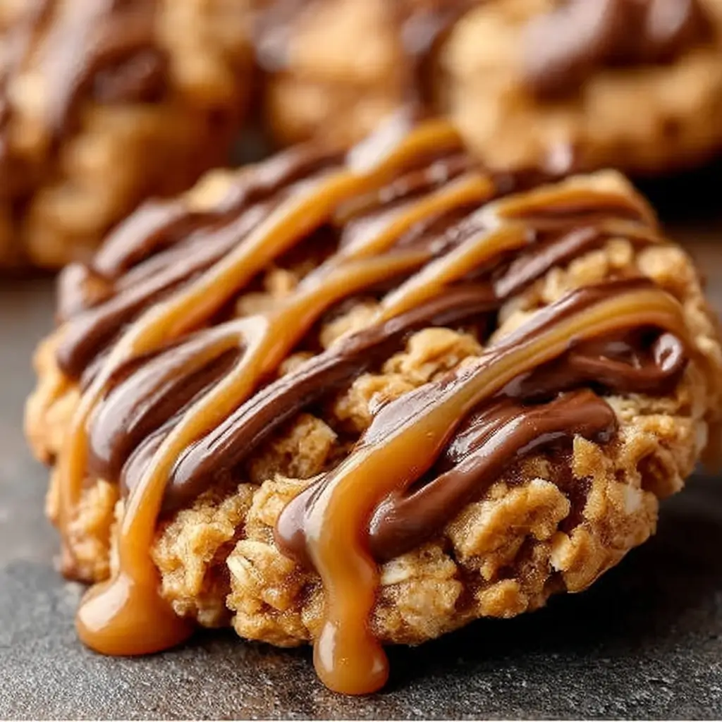 No-Bake Caramel Cookies with Chocolate Drizzle