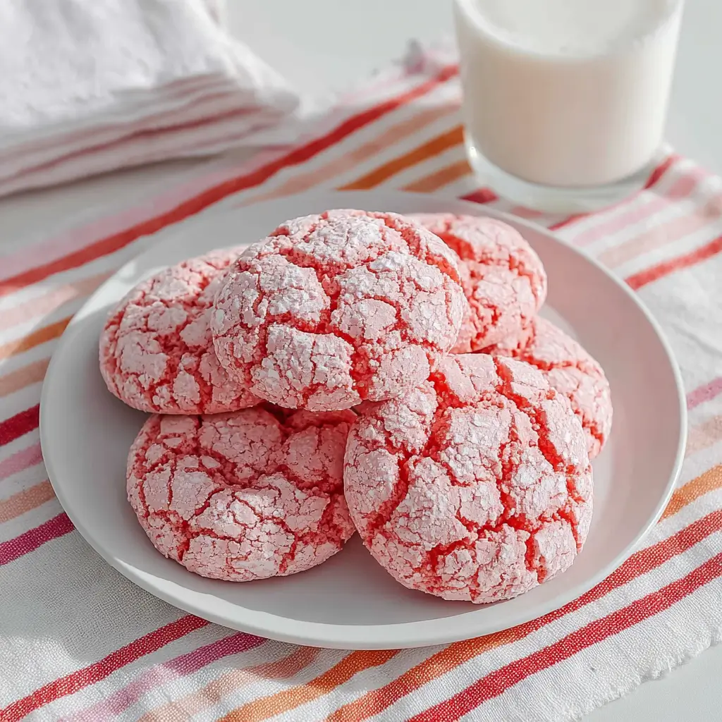 Strawberry Crinkle Cookies