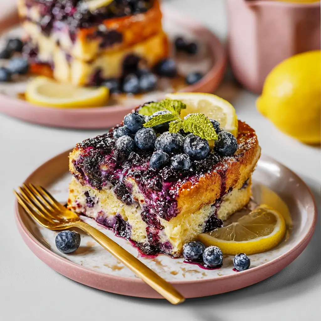 Blueberry Cream Cheese Croissant Casserole