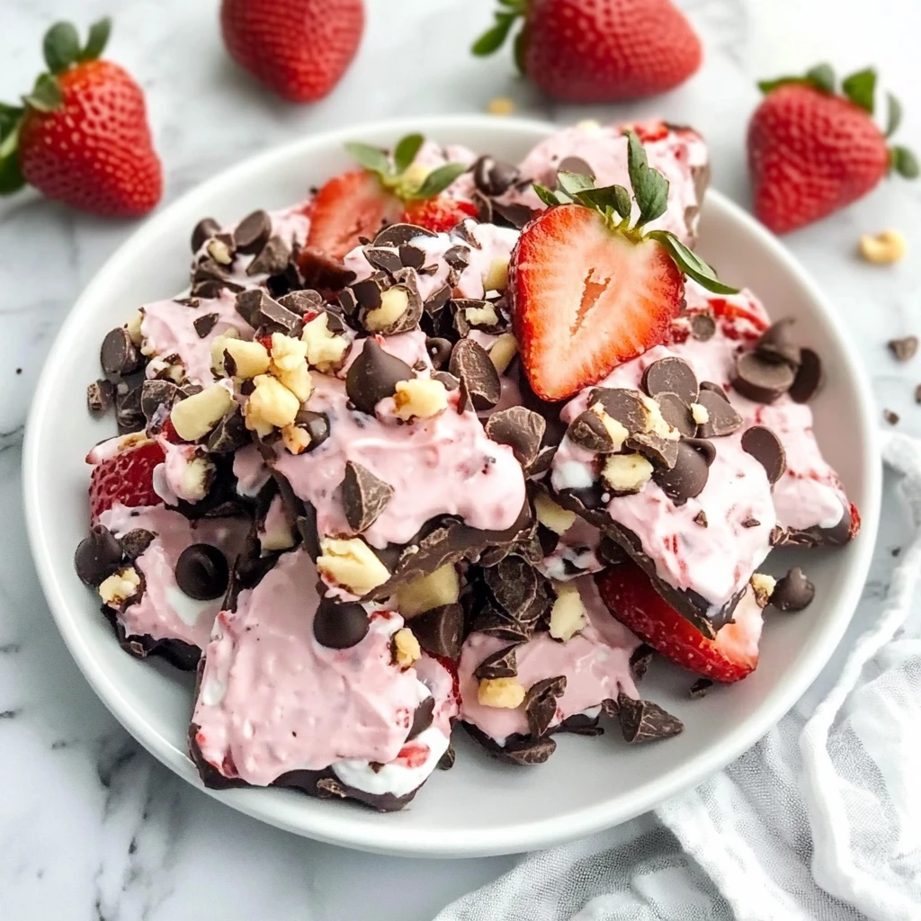 No-Bake Chocolate Strawberry Yogurt Bark Clusters